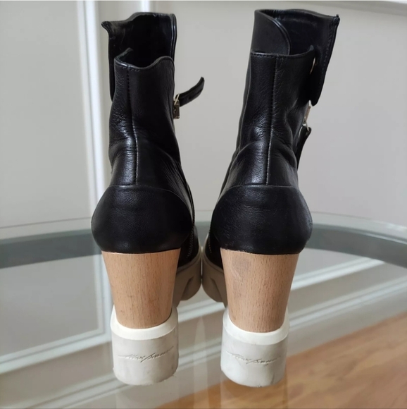 GABRIELLA MICHEL Open Toe Lug Soles Y2K chunky platform wedge Boot Black 39/8.5 - Picture 8 of 16